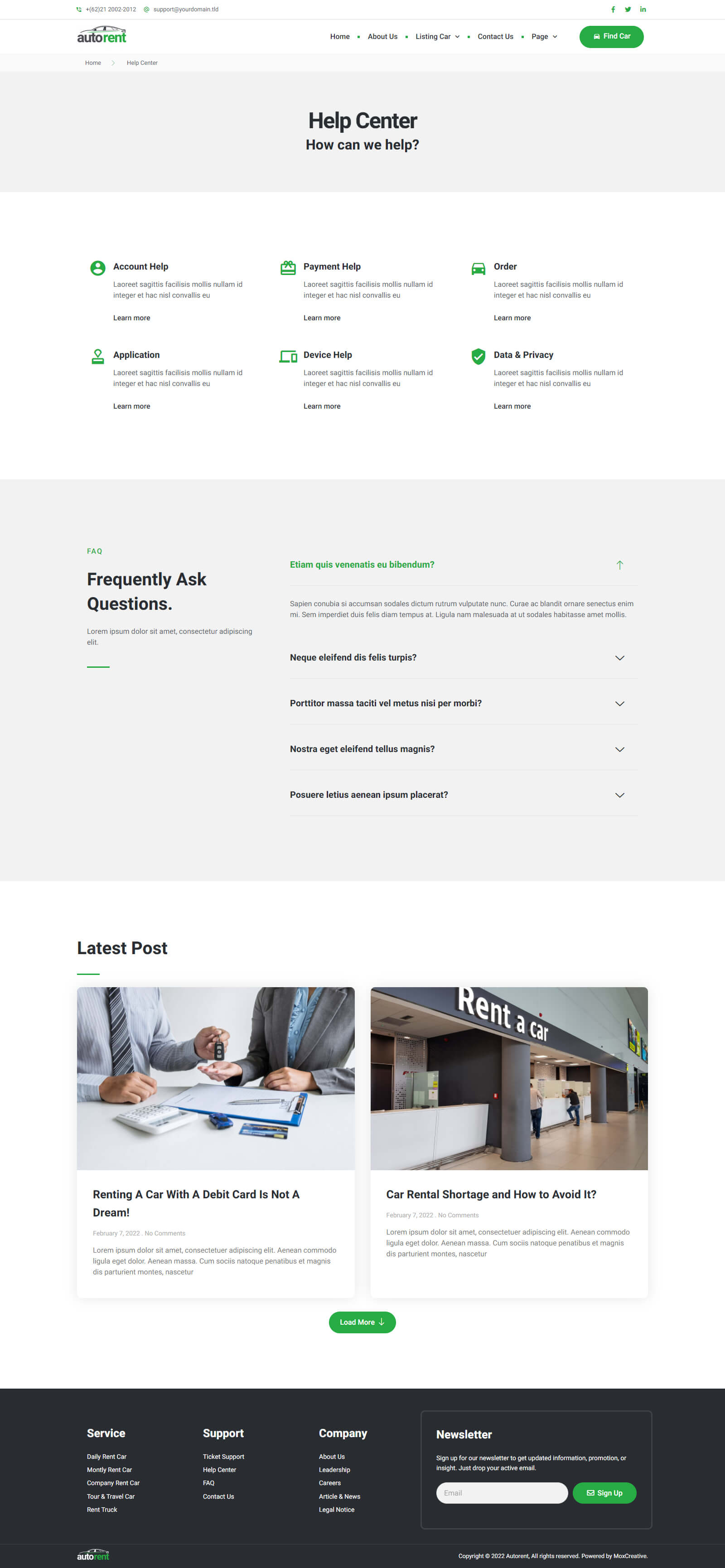 AutoRent Car Rental Service Elementor Template Kit by moxcreative